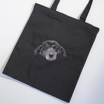 Custom Embroidered Pet Portrait Tote Bag